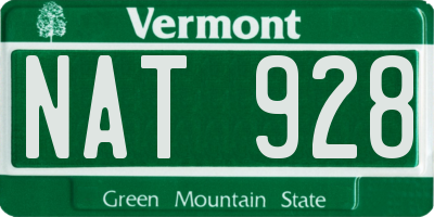 VT license plate NAT928