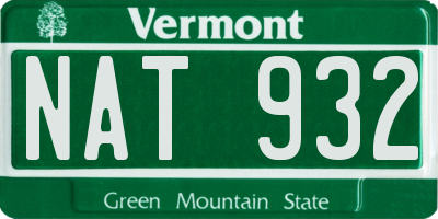 VT license plate NAT932