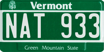 VT license plate NAT933
