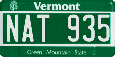 VT license plate NAT935