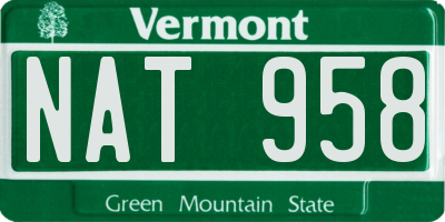 VT license plate NAT958