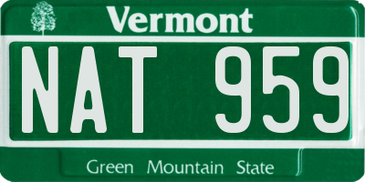 VT license plate NAT959