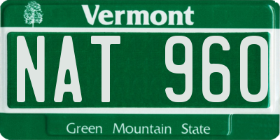 VT license plate NAT960