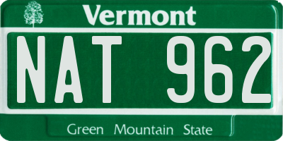 VT license plate NAT962