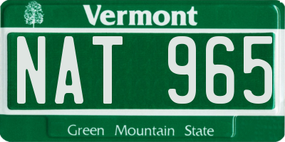 VT license plate NAT965
