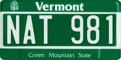 VT license plate NAT981