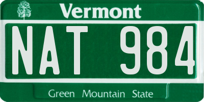 VT license plate NAT984