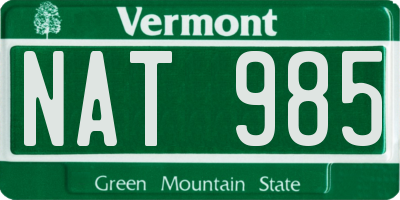 VT license plate NAT985