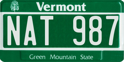 VT license plate NAT987