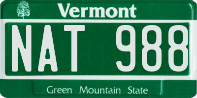 VT license plate NAT988