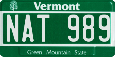 VT license plate NAT989