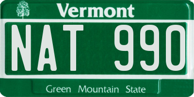 VT license plate NAT990