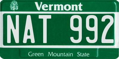 VT license plate NAT992