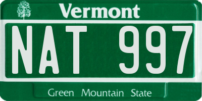 VT license plate NAT997