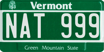 VT license plate NAT999