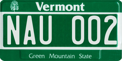 VT license plate NAU002