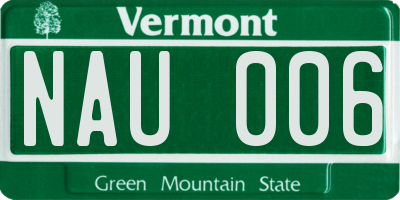VT license plate NAU006