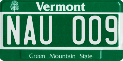 VT license plate NAU009