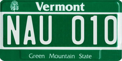 VT license plate NAU010