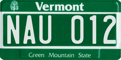 VT license plate NAU012