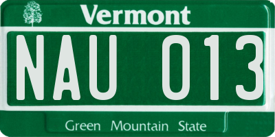 VT license plate NAU013