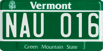 VT license plate NAU016