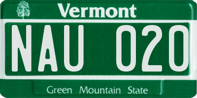 VT license plate NAU020