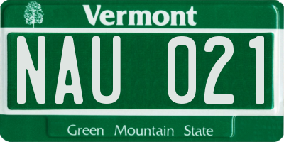 VT license plate NAU021