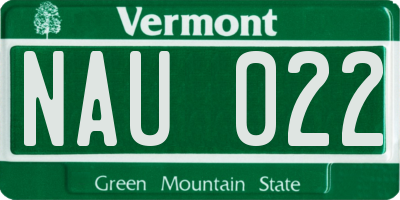 VT license plate NAU022