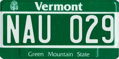 VT license plate NAU029