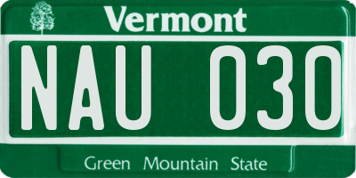 VT license plate NAU030