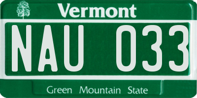 VT license plate NAU033