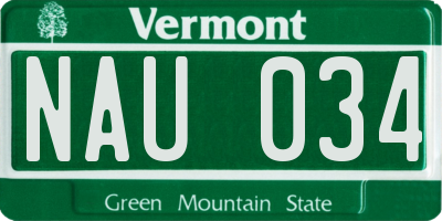 VT license plate NAU034