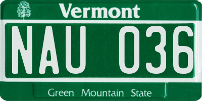 VT license plate NAU036