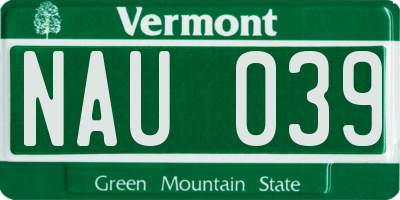 VT license plate NAU039