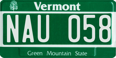 VT license plate NAU058