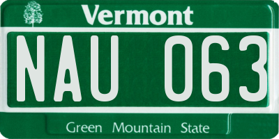 VT license plate NAU063