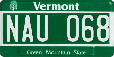 VT license plate NAU068