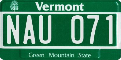 VT license plate NAU071
