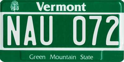 VT license plate NAU072