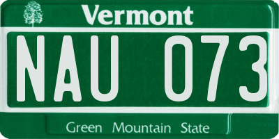 VT license plate NAU073