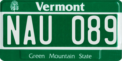 VT license plate NAU089
