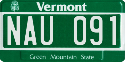 VT license plate NAU091