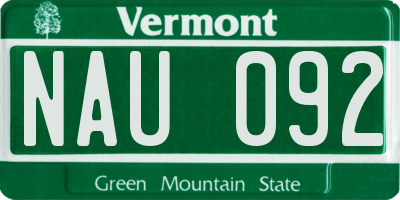 VT license plate NAU092