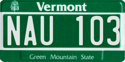 VT license plate NAU103