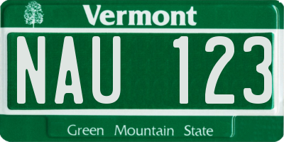 VT license plate NAU123