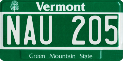 VT license plate NAU205