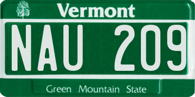 VT license plate NAU209