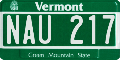VT license plate NAU217