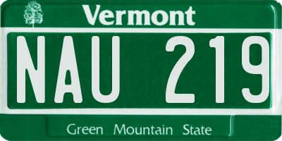 VT license plate NAU219